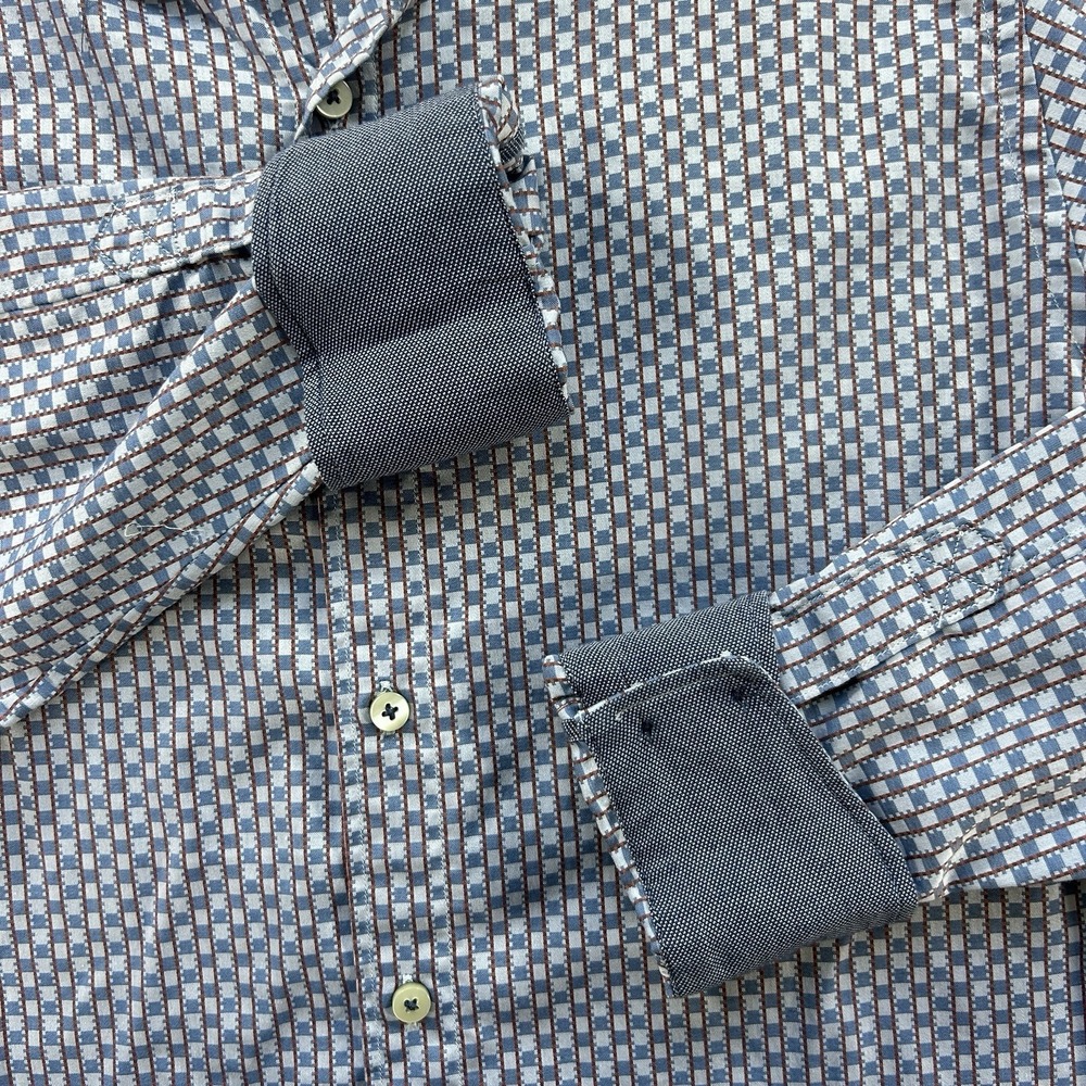Tommy Bahama Medium Island Modern Fit Blue‎ Check Long Sleeve Button Down Cotton - Picture 3 of 11